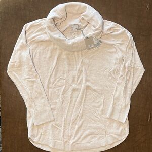 Barefoot Dreams Cream Cowl Neck Tunic Sweater, Cream - Size L